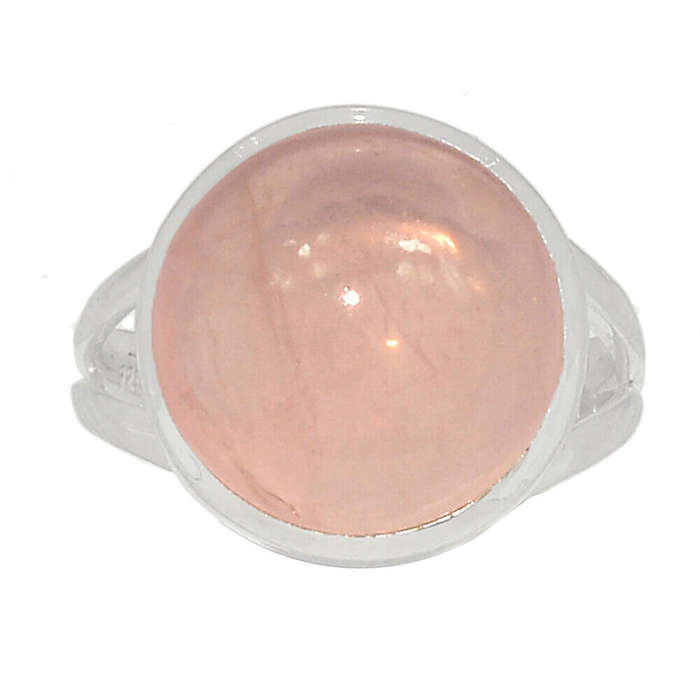 Sterling silver ring - ROSE QUARTZ (size 9 / R half)