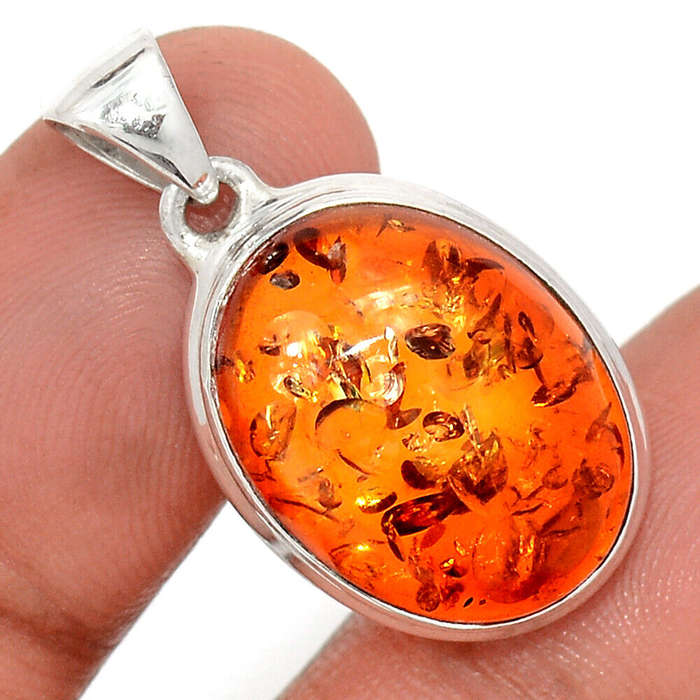 Sterling silver pendant - AMBER