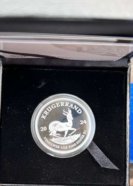 2024 PROOF KRUGERRAND 1OZ FINE SILVER IN ORIGINAL SA MINT BOX, CASING AND CAPTULE SPOTLESS