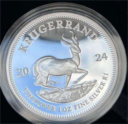 2024 PROOF KRUGERRAND 1OZ FINE SILVER IN ORIGINAL SA MINT BOX, CASING AND CAPTULE SPOTLESS