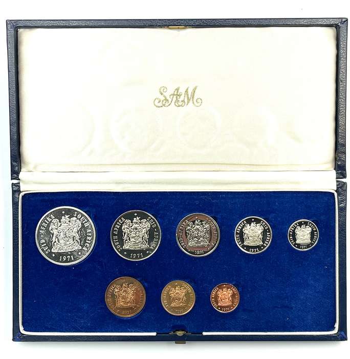 1971 South Africa Proof Coin Set in original mint box **Mintage ONLY 5000**
