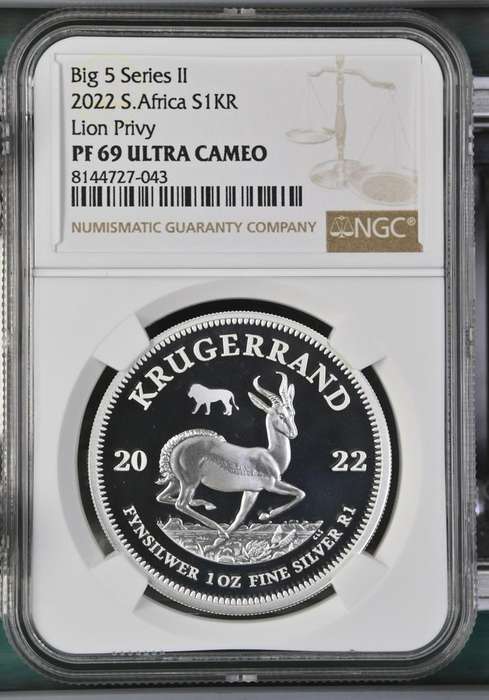2022 Silver Krugerrand 1oz Lion Privy NGC PF69