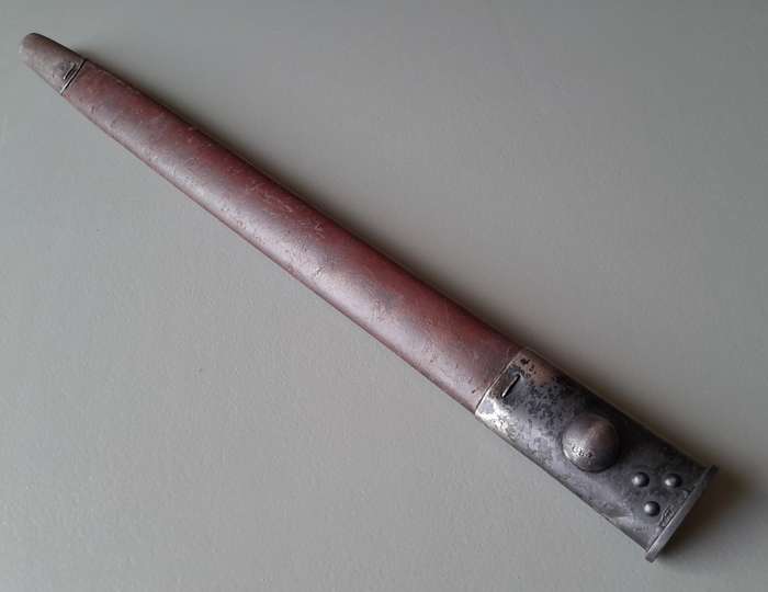 S.A. Police Issue WW2 1907 Pattern Wilkinson Sword Bayonet With Rare Brown Leather Scabbard.