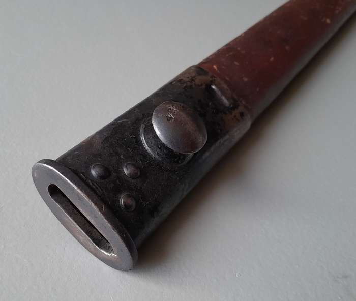 S.A. Police Issue WW2 1907 Pattern Wilkinson Sword Bayonet With Rare Brown Leather Scabbard.
