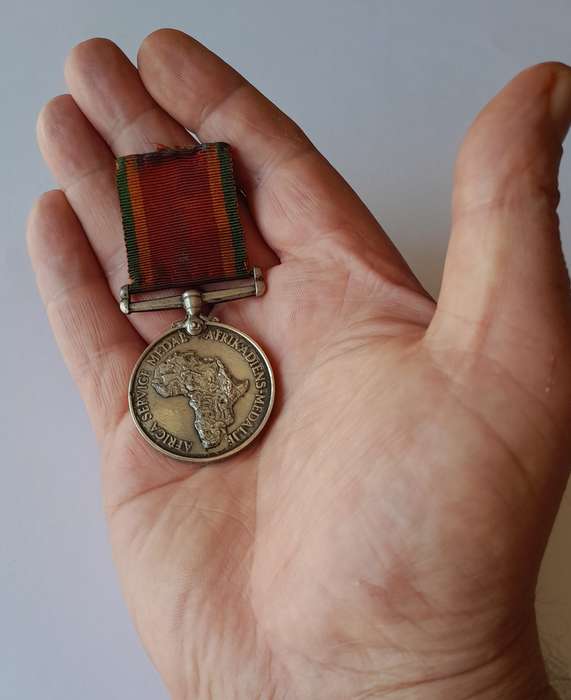 WW2 Full Sized Silver Africa Service Medal To ACF89887 A.C. Drake.