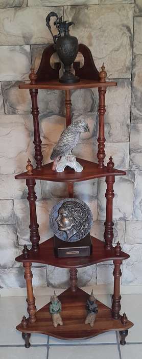 Vintage Blackwood 4-Tier Corner Whatnot By Kluyts Of Knysna. 1.42m High.  Collection Only.