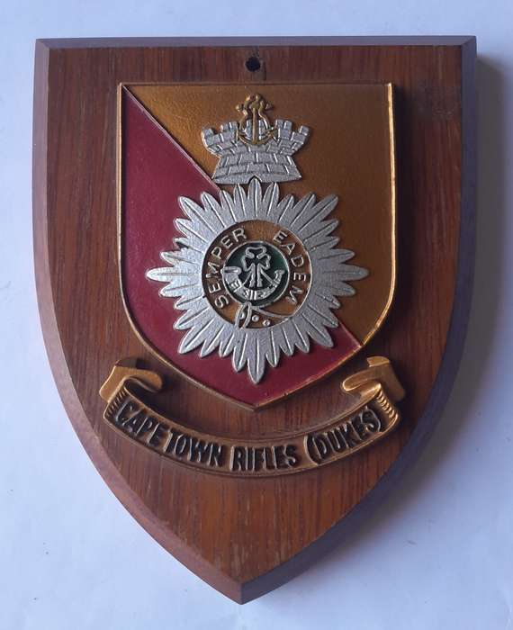 Vintage Cape Town Rifles (Dukes) Plaque.