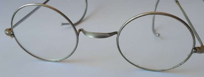 Antique Bi-Focal Eye Glasses With Case.