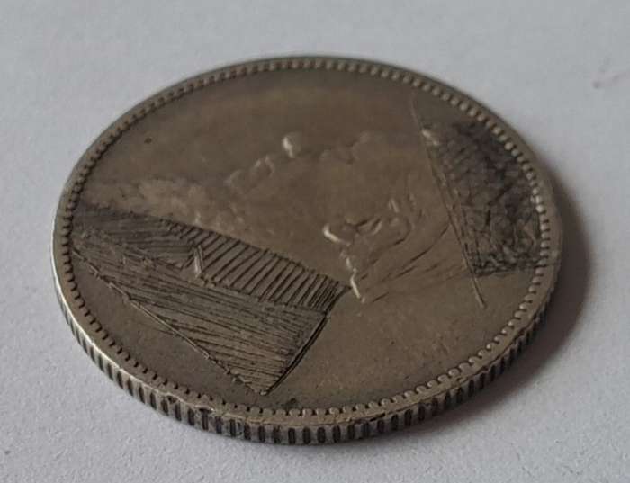 Boer War Trench Art 1894 One Shilling Coin (Paul Kruger With Hat And Coat).