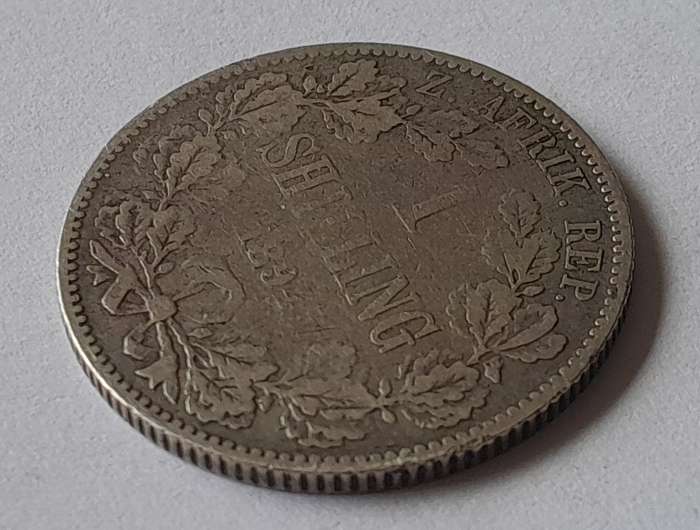 Boer War Trench Art 1894 One Shilling Coin (Paul Kruger With Hat And Coat).