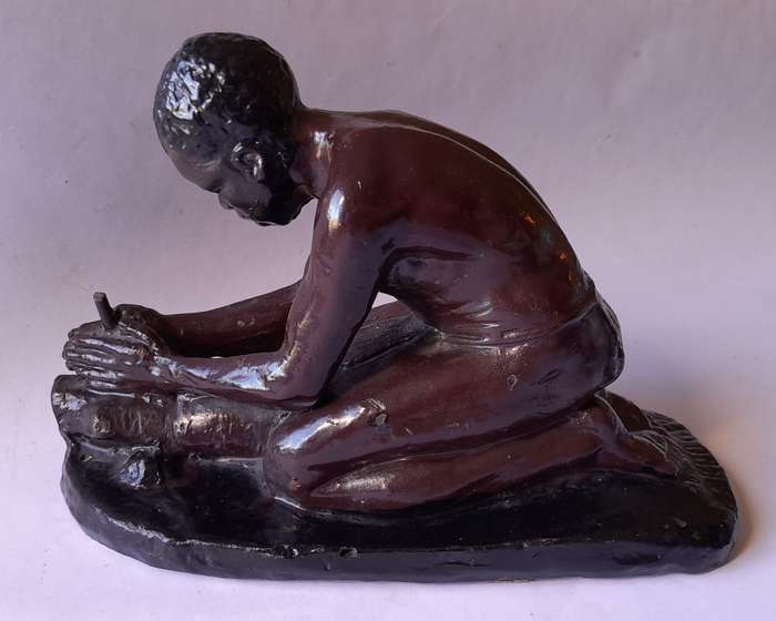 SA Artist Frederick Johannes Kruger (1907-1966) Glazed Clay Cast Sculpture. Signed.
