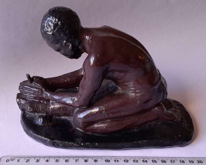 SA Artist Frederick Johannes Kruger (1907-1966) Glazed Clay Cast Sculpture. Signed.