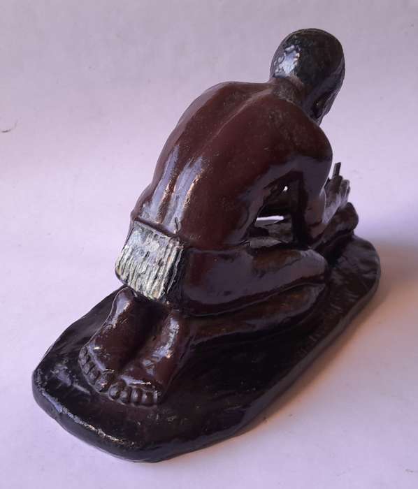 SA Artist Frederick Johannes Kruger (1907-1966) Glazed Clay Cast Sculpture. Signed.
