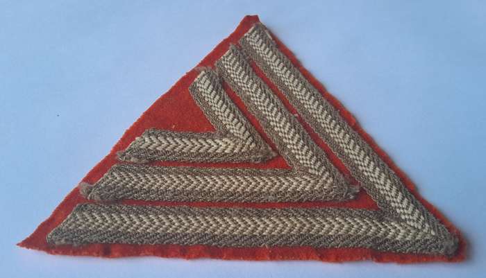 WW2 SA Army Sergeant's Rank Stripes With Orange S.P.F.S Backing.