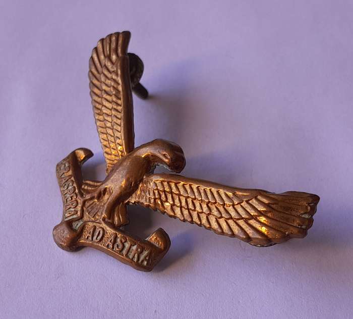 Early SA Airforce Cap Badge.  All Screw Lugs Intact.