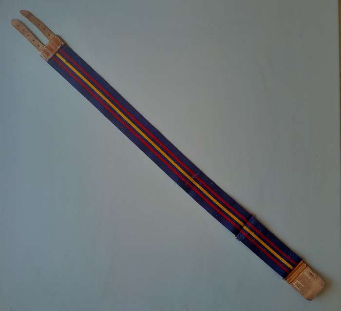 Vintage British Army 44 Parachute Ordnance Field Park, RAOC Stable Belt With Leather Straps.