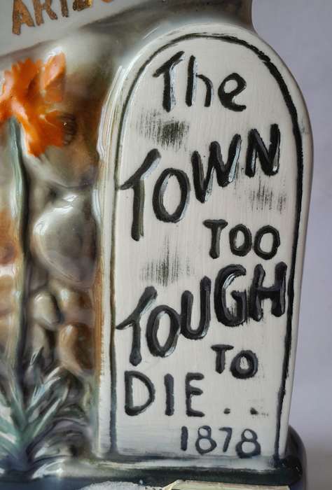 Vintage 1970 Jim Beam Tombstone Arizona Ceramic Decanter. 28cm.