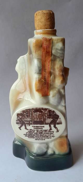 Vintage 1970 Jim Beam Tombstone Arizona Ceramic Decanter. 28cm.