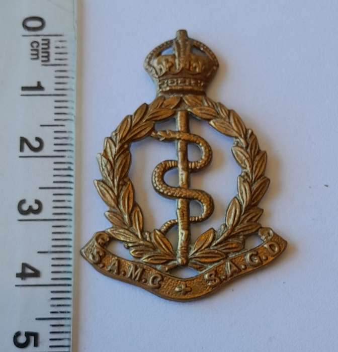 Early South African Medical Corps Collar Badge.  No Lugs.