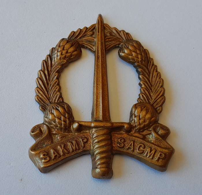 South African Military Police Corps Cap Badge.  No Lugs.