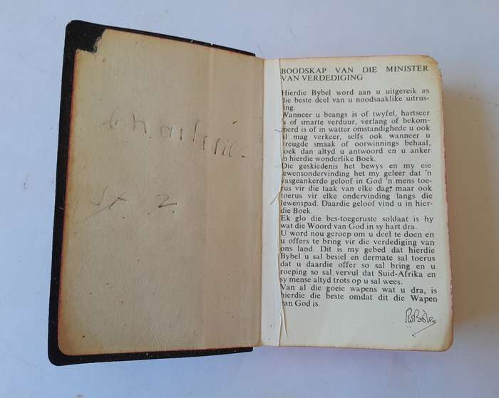 Rare Vintage SADF Issue Afrikaans Bible.