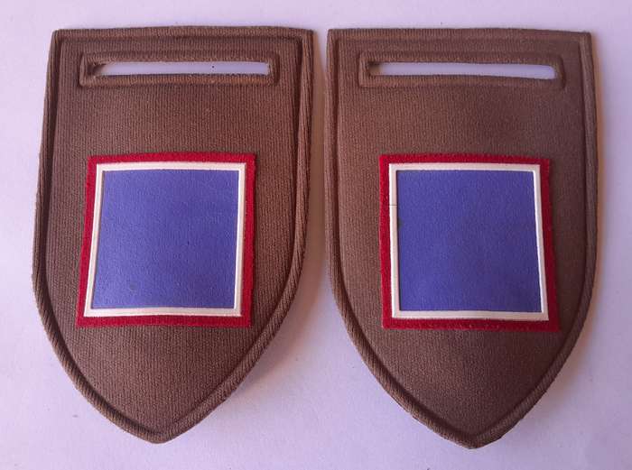 Pair SADF Ordinance Tupper Shoulder Flashes.  Bravo Company. Pins Intact.