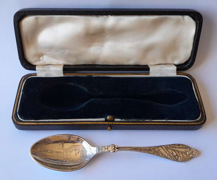 Very Rare Solid Silver Birth Record Spoon By William Suckling. Birmingham, 1933. Cased.
