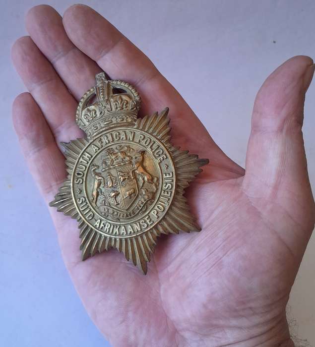 Early SA Police Union of South Africa Martingale (Horse Strap) Badge.  No Lugs.
