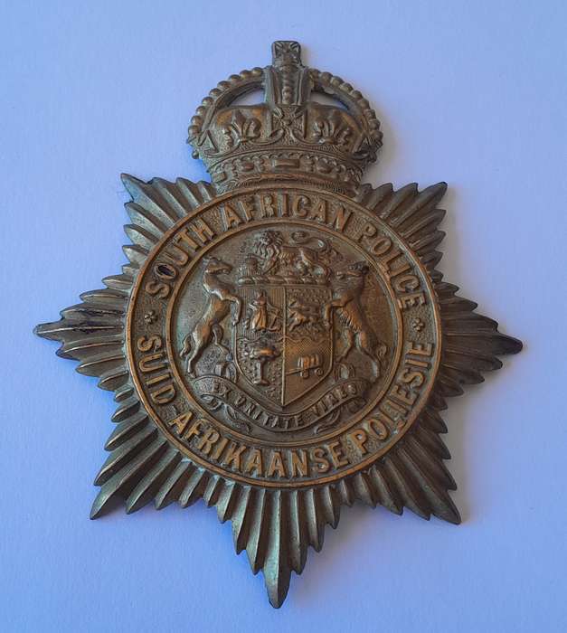 Early SA Police Union of South Africa Martingale (Horse Strap) Badge.  No Lugs.
