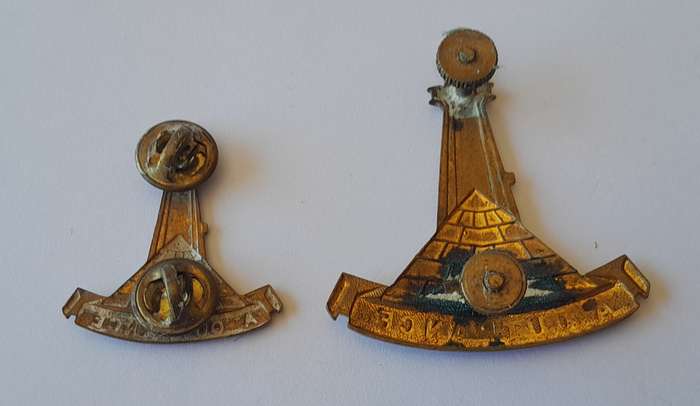 Early Regiment Donkin Algoa Bay Badge Set.  Lugs and Pins Intact.