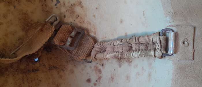 WW2 SA Brodie Helmet.  North Africa Campaign with Desert Camo. Original Chin Strap. No Inner.