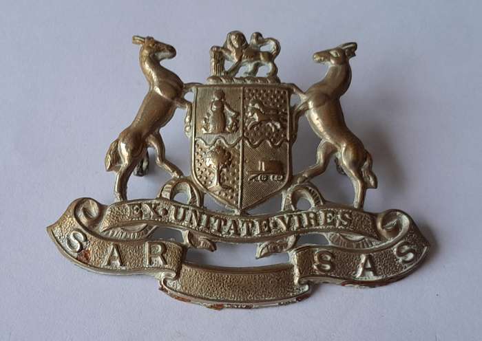 Early South African Railways SAR/SAS Cap Badge.  Lugs Intact.
