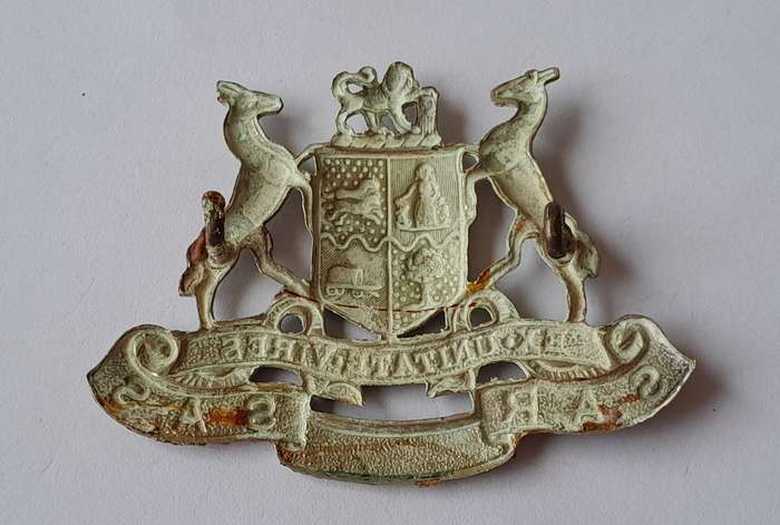 Early South African Railways SAR/SAS Cap Badge.  Lugs Intact.