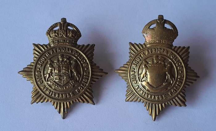 Pair SA Union SA Police Badges.  Lugs Intact.