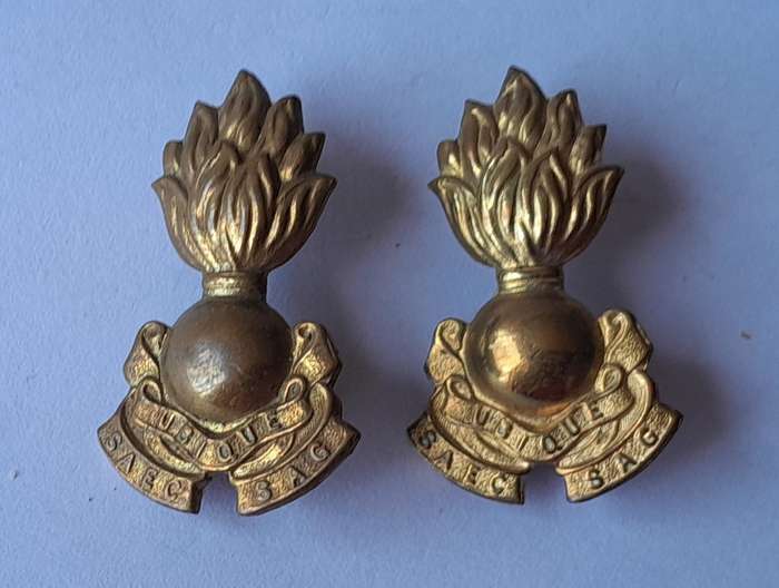 Early Pair SA Army Engineers Corps Badges.  Pins Intact.