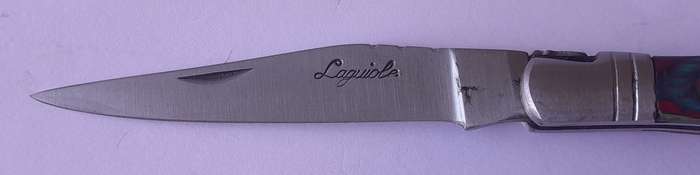Vintage `Laguiole` Folding Knife With Multi-Colour Wood Handle.