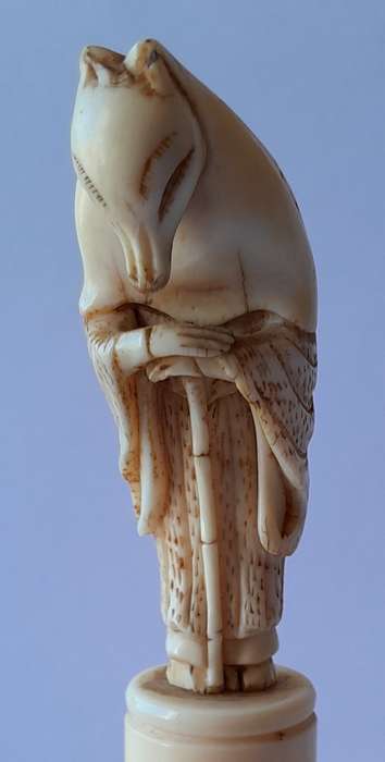 Japanese Meiji Period (1868-1912) Netsuke Of The Fox-Priest Hakusozu. 15.5cm.