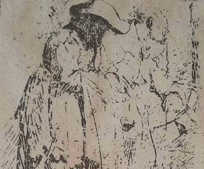 Rembrandt Van Rijn Litho Print "Beggar Man and Beggar Woman". No145. Framed (35.5x28.5cm).