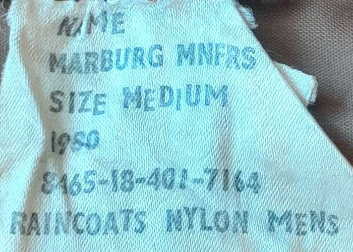 1980 SADF Border War Nylon Raincoat by Marburg Mnfrs. Mint Condition.
