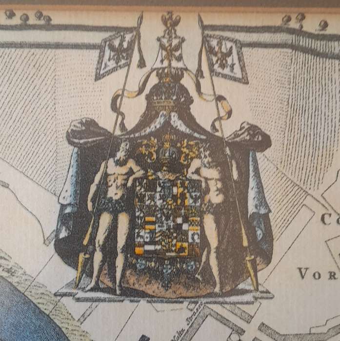 Early Map of 17th/18th Century Berlin. Framed (53x48cm).