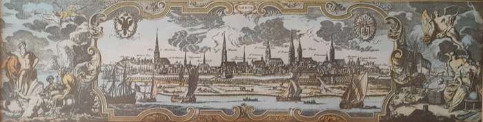 Early Map of 17th/18th Century Hamburg. Framed (53x48cm).