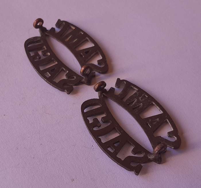 Early Pair SA Medical Corps Shoulder Titles.  Lugs Intact.