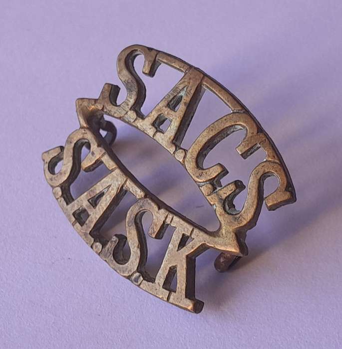 Early SA Corps of Signals Brass Shoulder Title.  Lugs Intact.