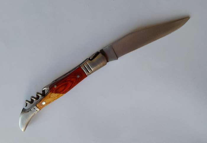 Vintage `Laguiole` Folding Knife With 440 Steel Blade And Two Tone Wood Handle.