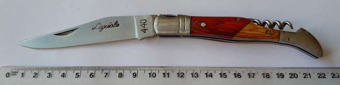 Vintage `Laguiole` Folding Knife With 440 Steel Blade And Two Tone Wood Handle.