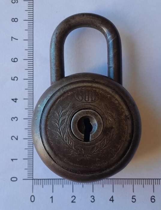 Rare Antique German SUL Padlock.  No Key.  8 x 5cm.
