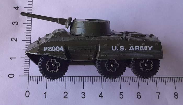 1970's Playart Die Cast US Army M8 Armoured Car. 6.5cm.