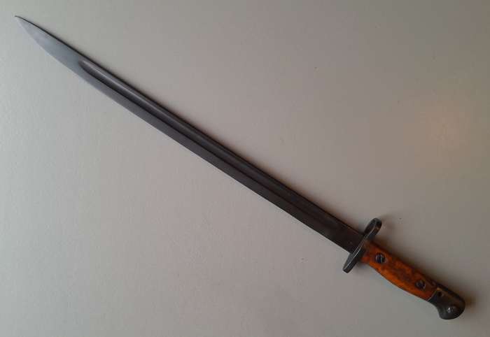 South African Police Pattern 1907 Parkerized Bayonet With Scabbard.