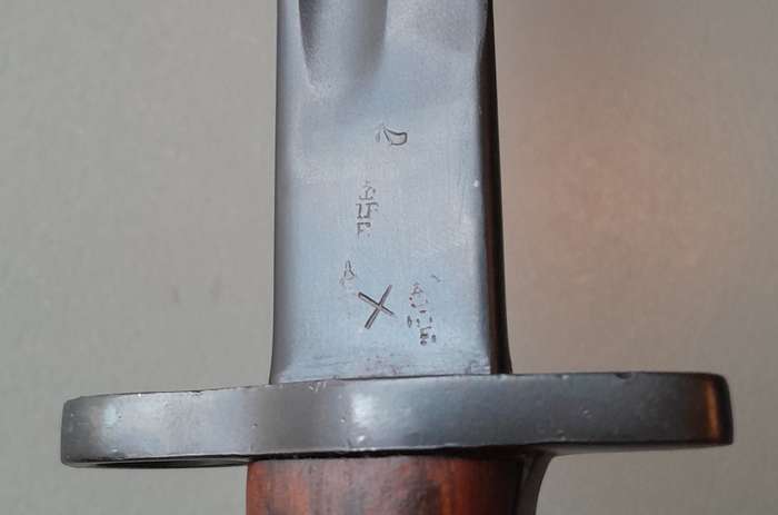 South African Police Pattern 1907 Parkerized Bayonet With Scabbard.