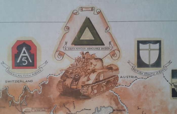 WW2 SA 6th Armoured Division Framed Map. Signed By Field Marshal Montgomery. 64 x 54cm.